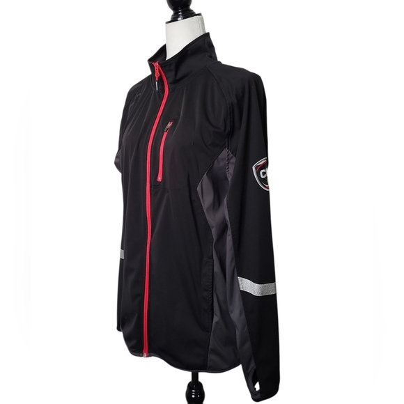 Mondetta Women's Jacket Size L Full Zip Performance Thumb Holes Black Work Out - Picture 3 of 13